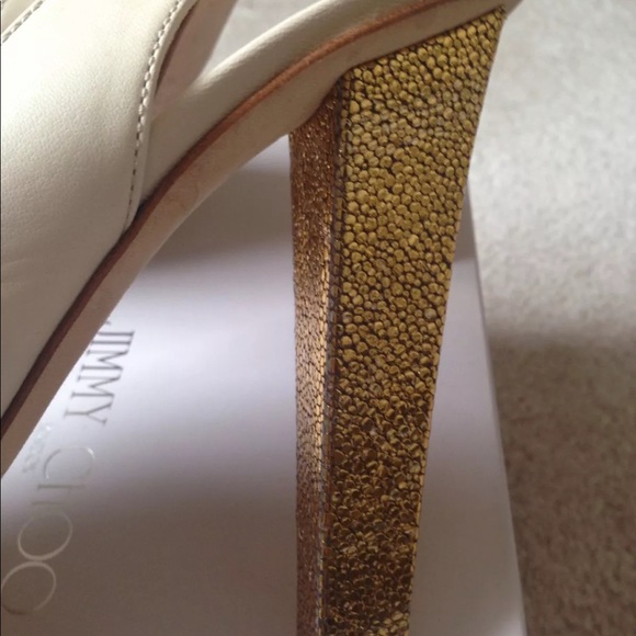 Jimmy Choo Cream Gold Platform Slingback Size39 - Picture 6 of 7